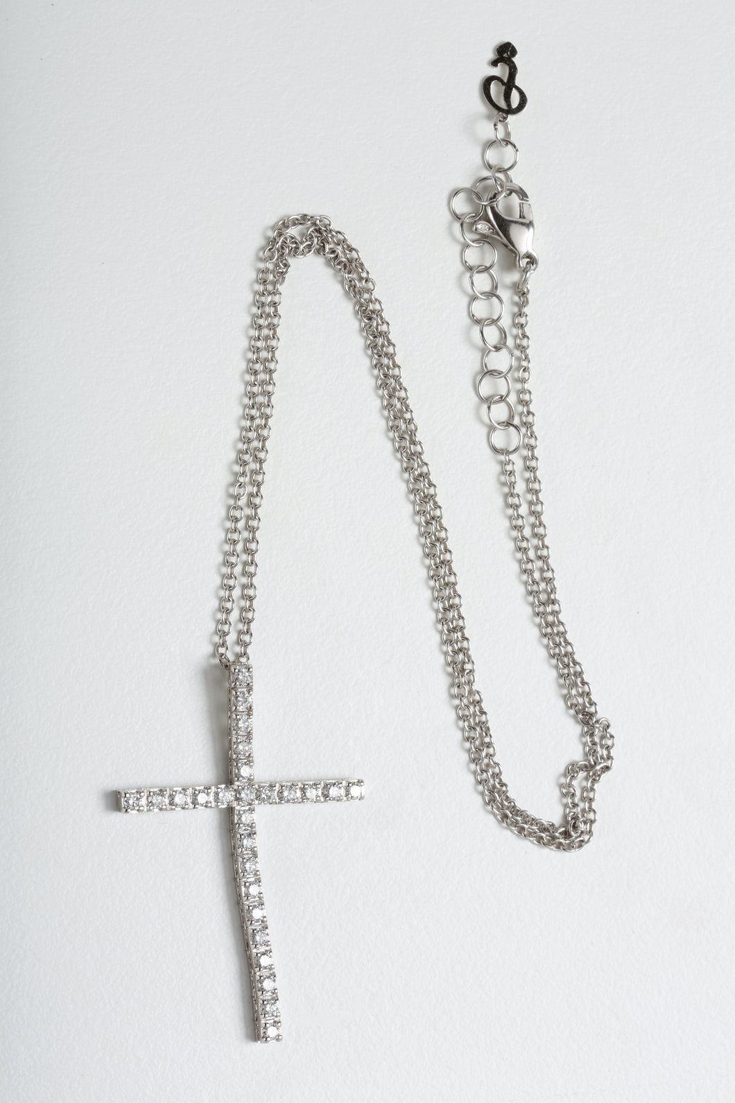 CROSSES LONG WHITE GOLD NECKLACE
